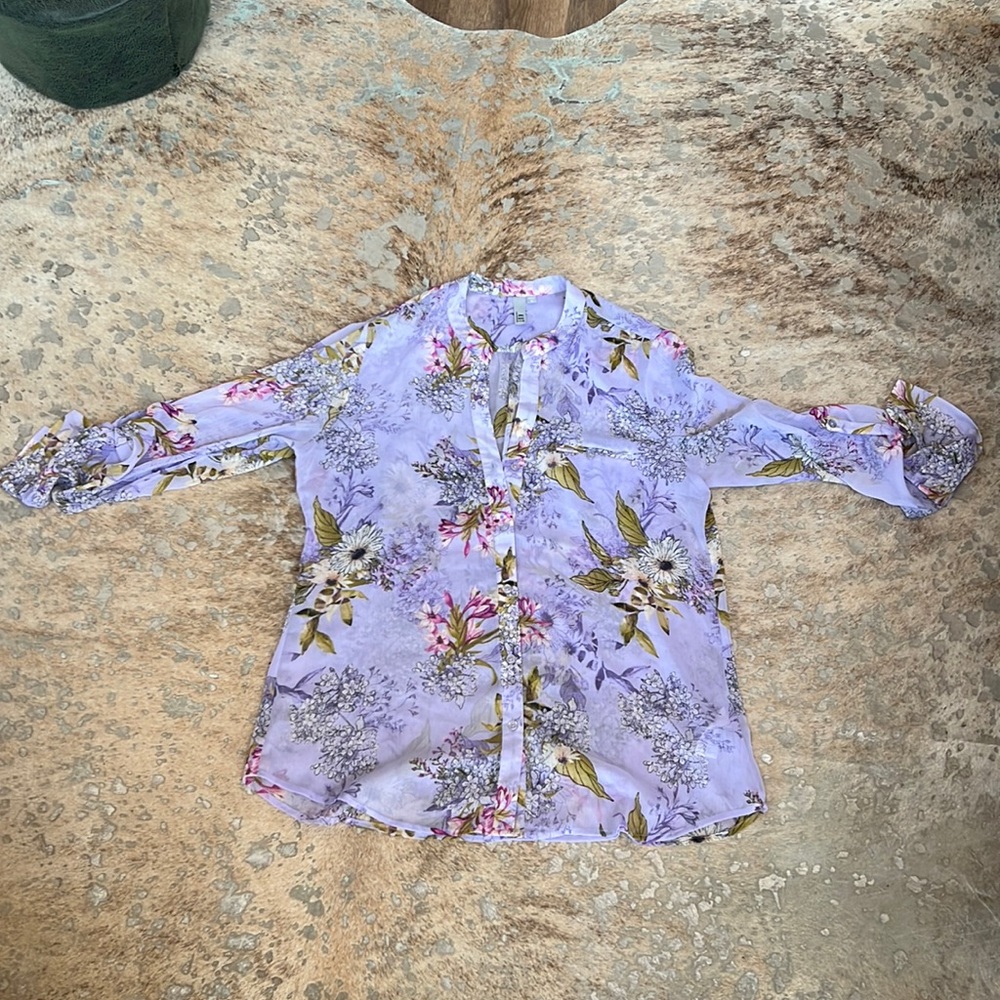 Floral long sleeve business blouse